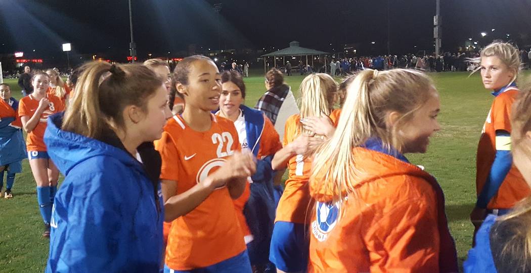 Bishop Gorman defender Kennedy Enus (22) was instrumental in the Gaels’ defensive effo ...