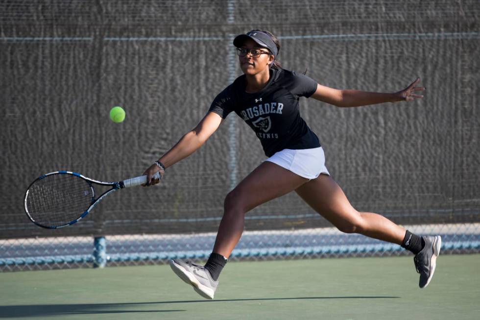 Faith Lutheran’s Jade Mayweather during the girl’s singles Sunset Regional champ ...