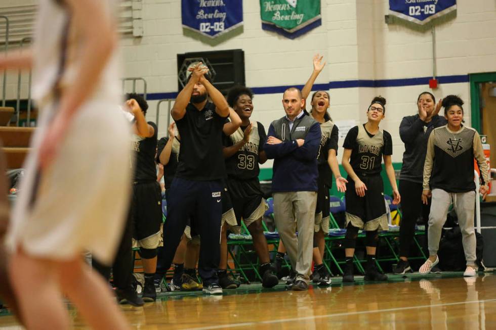 The Spring Valley bench react after a play against Dimond in the Diamond bracket championshi ...