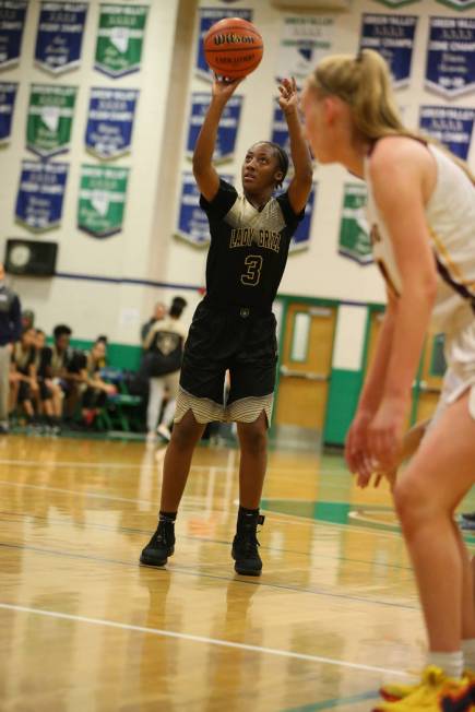 Spring Valley’s Aaliyah Gayles (3) shoots a free throw against Dimond in the Diamond b ...