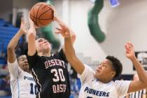 Desert Oasis senior forward Sierra Mich’l (30) drives baseline past Canyon Springs jun ...