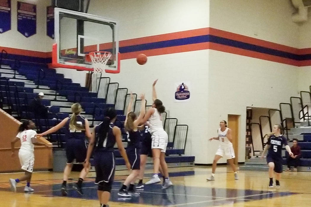 Bishop Gorman’s Georgia Ohiaeri takes a shot in traffic againt Foothill on Thursday. T ...