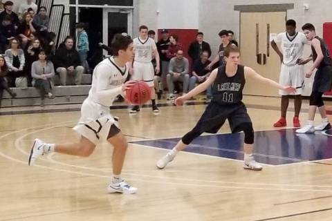 The Meadows’ Noah Klein drives to the basket durning the Class 2A Southern League semi ...