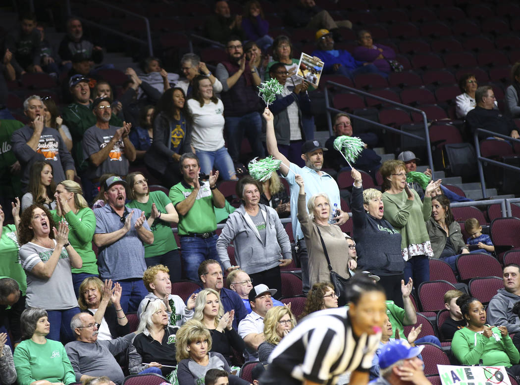 Churchill County fans cheer during the second half of the Class 3A girls basketball state ch ...