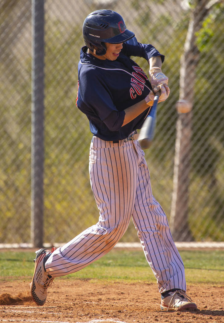 Coronado batter Jarrett Kenyon (29) readies to connect with a pitch versus Silverado during ...