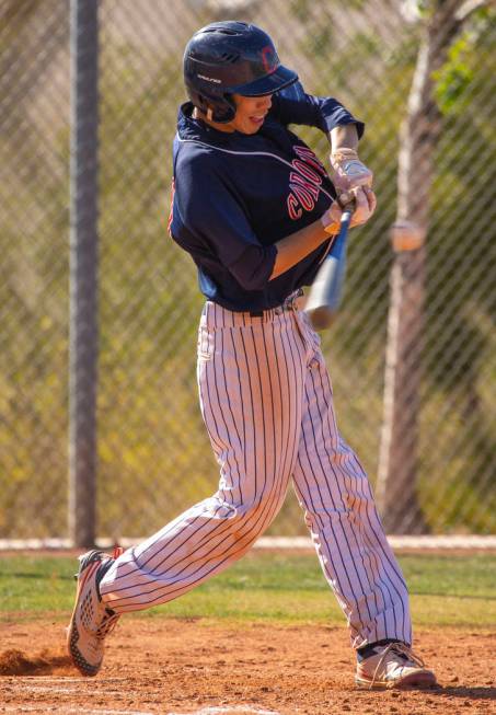 Coronado batter Jarrett Kenyon (29) readies to connect with a pitch versus Silverado during ...