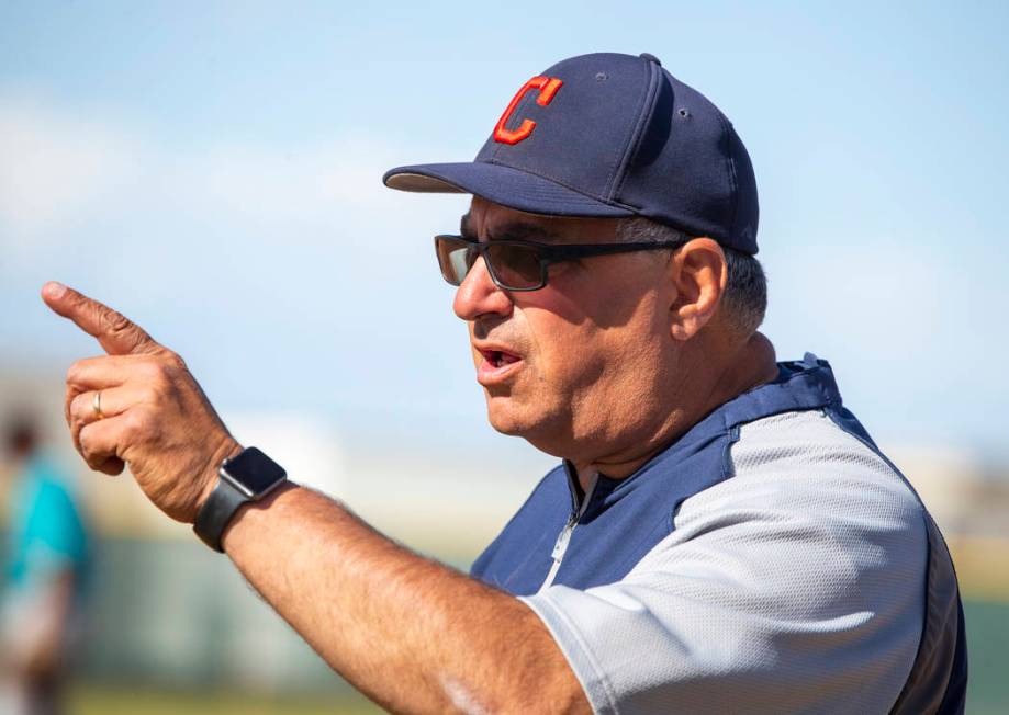 Coronado head coach Rich Santigate gives instruction a player versus Silverado during their ...