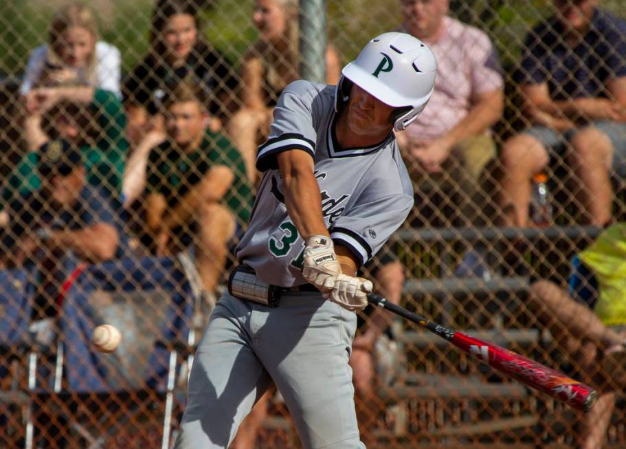 Palo Verde’s Austin Raleigh (31) prepares to hit a Faith Lutheran pitch during their h ...