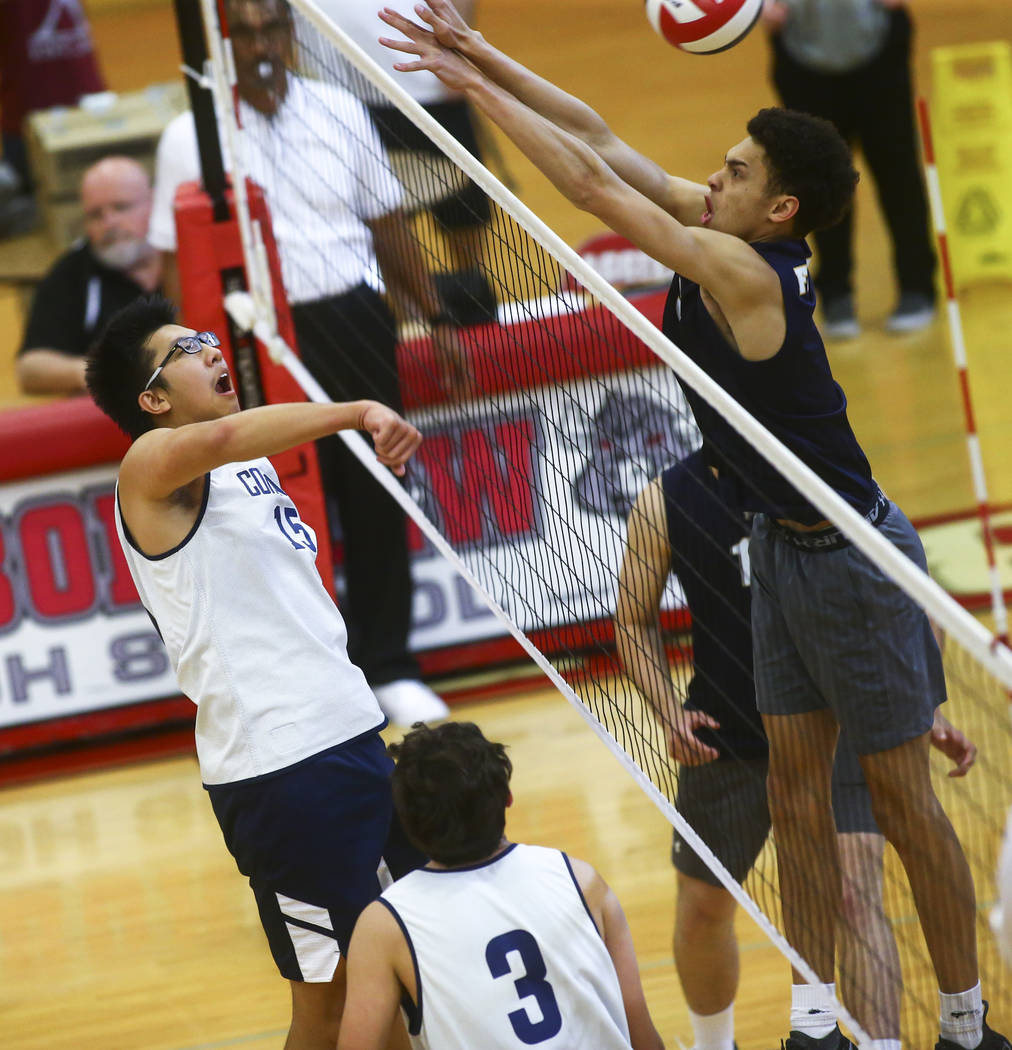 Coronado’s Justin Fan (15) gets the ball past Foothill’s Jace Roquemore (3) duri ...