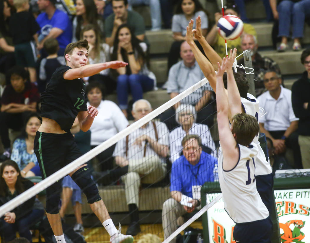 Palo Verde’s Jared Brady (12) sends the ball past Coronado during the Class 4A state v ...