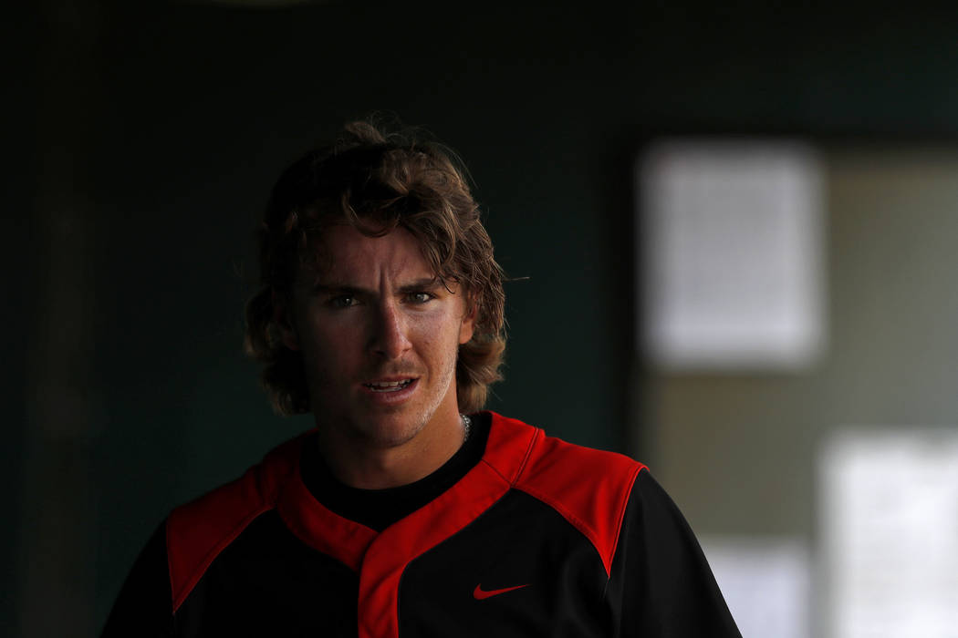 UNLV’s Bryson Stott (10) looks on during an UNLV at University of Houston NCAA college ...