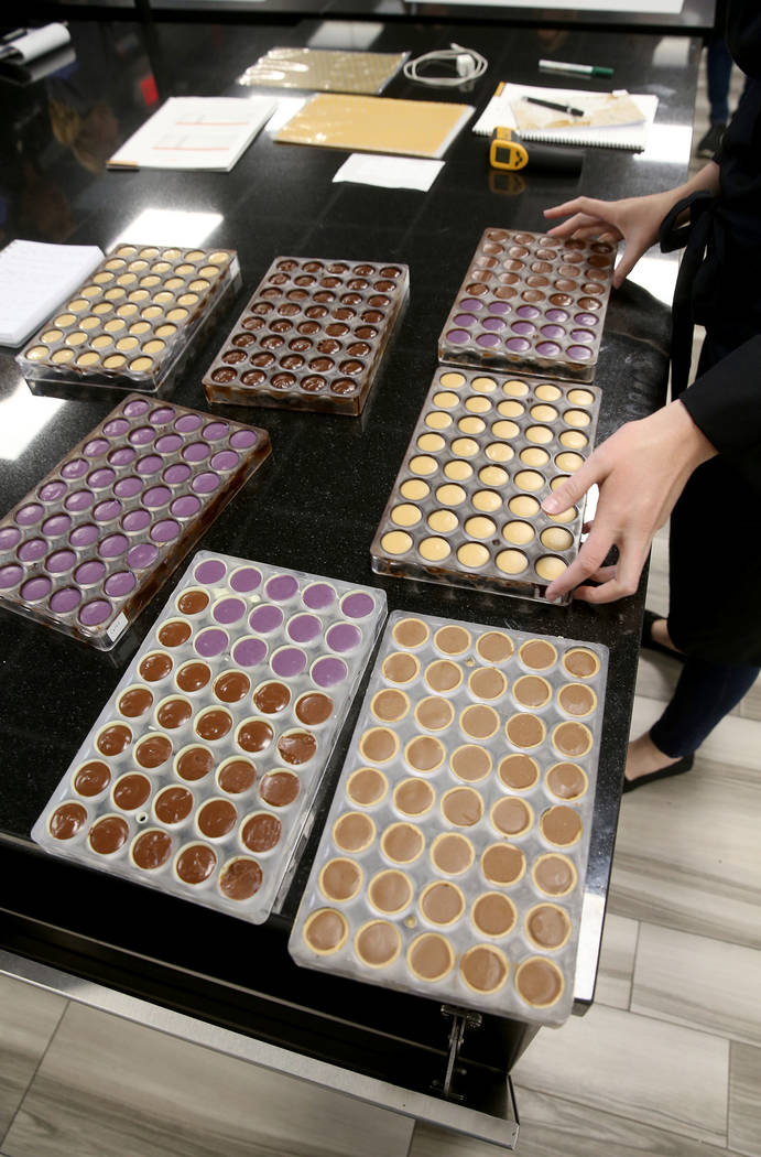 Student-created chocolates at Melissa Coppel's Las Vegas chocolate school Thursday, May 16, 201 ...