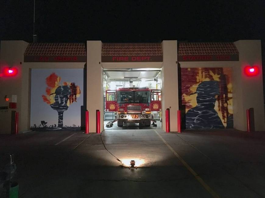 Erik Burke's mural "Right Place, Wrong Time: at Fire Station 103. Erik Burke
