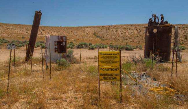 Radiation monitoring apparatus and other remains sit at the bottom of the Bilby subsidence crat ...