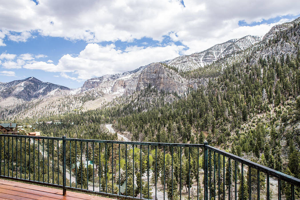The deck offers panoramic views of the Spring Mountains. (Tonya Harvey Real Estate Millions)