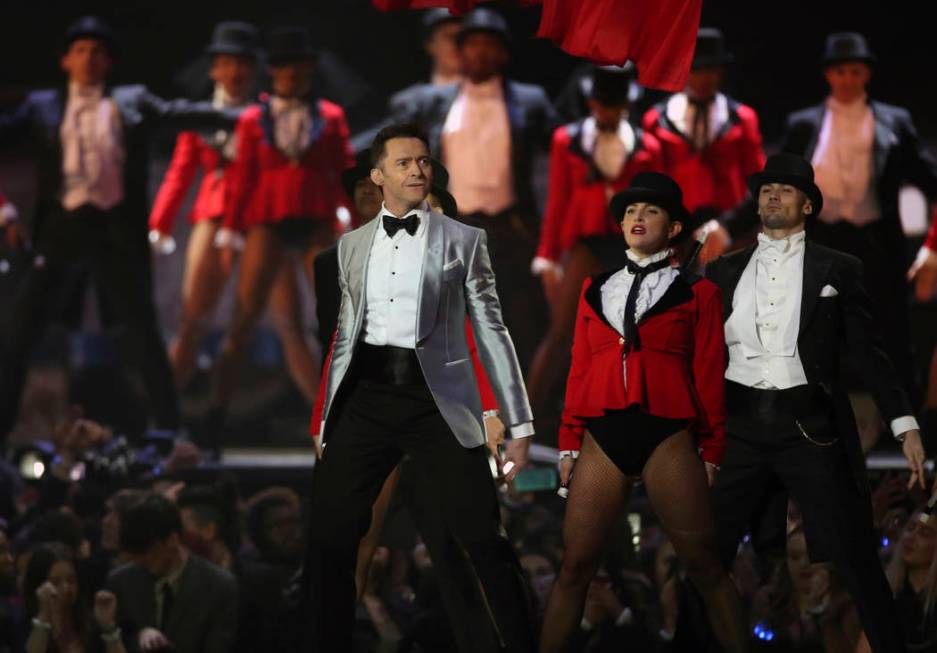 Hugh Jackman performs onstage at the Brit Awards in London, Wednesday, Feb. 20, 2019. (Photo by ...