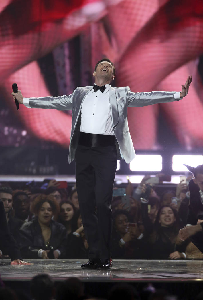 Hugh Jackman performs onstage at the Brit Awards in London, Wednesday, Feb. 20, 2019. (Photo by ...