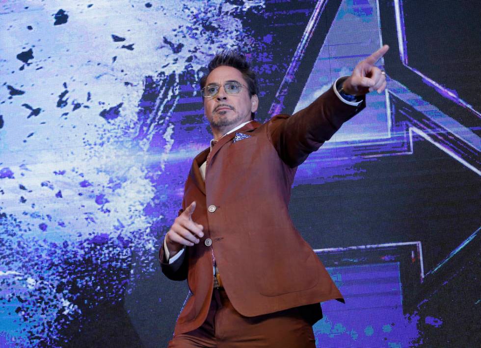 Actor Robert Downey Jr. poses during an Asia Press Conference to promote "Avengers Endgame" in ...