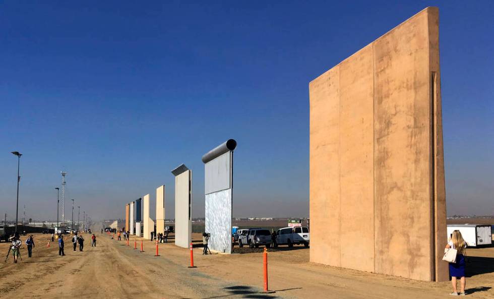 This Oct. 26, 2017 file photo shows prototypes of border walls in San Diego. The Trump administ ...