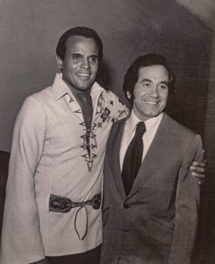 Harry Belafonte and Trini Lopez at the Las Vegas Hilton in Las Vegas in 1971. (Westgate)