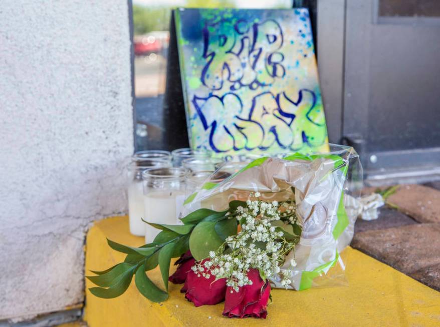 A memorial for Max Garcia, a homeless man that was found dead from multiple gunshot wounds on S ...