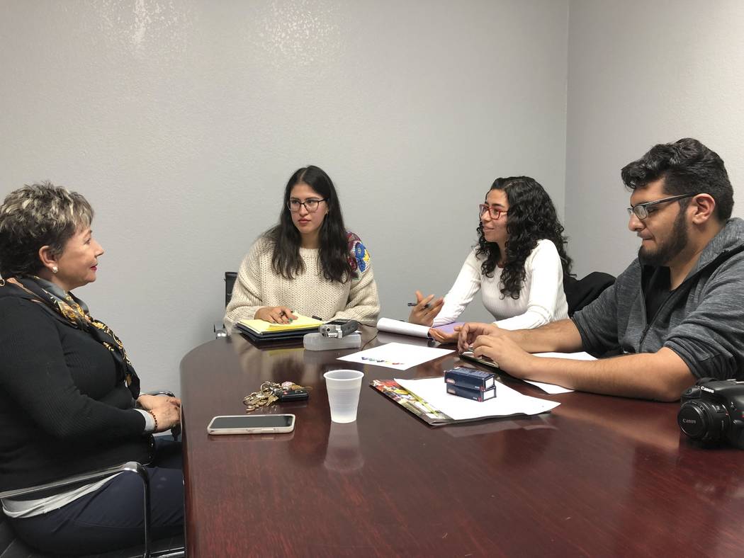 Nathalie Martinez, Maribel Estrada and Rodrigo Vazquez, students with the Latinx Voices of Sout ...