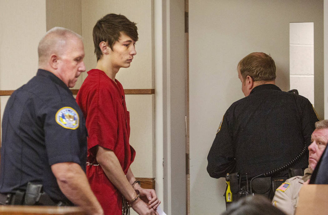 Noah Hadley, 18, during his preliminary hearing at Henderson Justice Court on July 2, 2019 in H ...