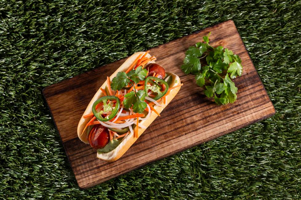 The signature hot dogs called Flydog created by Chef Brian Howard of Sparrow + Wolf. (Summerlin)