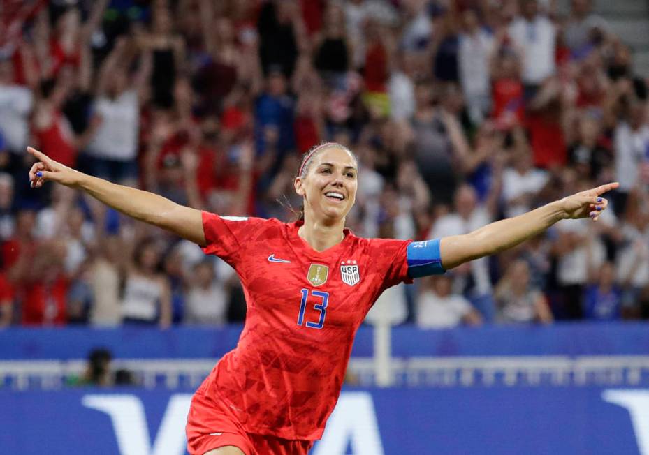 United States' Alex Morgan celebrates after scoring her side's second goal during the Women's W ...