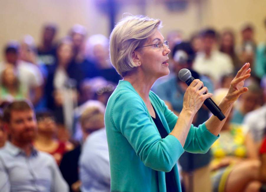 Democratic presidential candidate Sen. Elizabeth Warren, D-Mass., speaks during a campaign rall ...