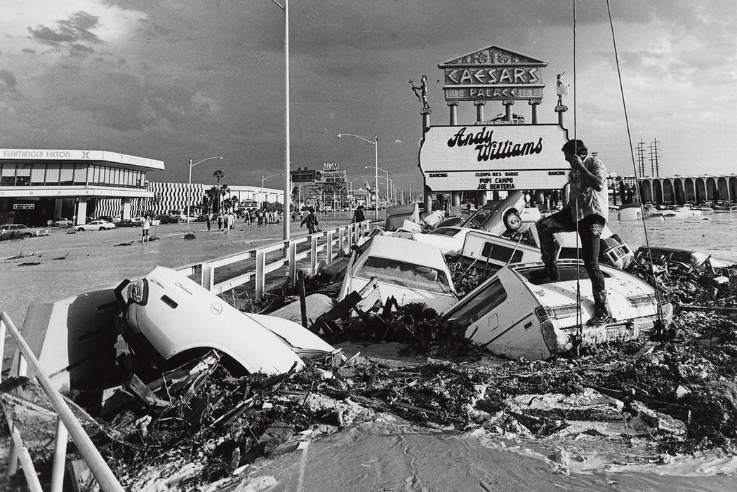 On July 3, 1975, raging floodwaters cannonballed down the Flamingo Wash, a major tributary of t ...