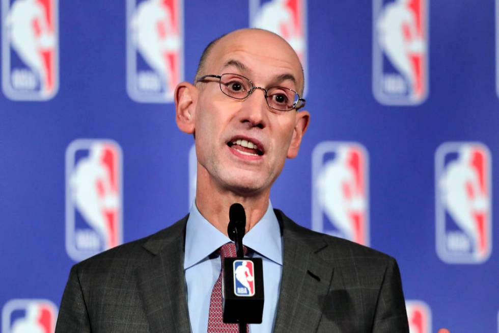 In this Sept. 28, 2017 file photo, NBA Commissioner Adam Silver speaks during a news conference ...