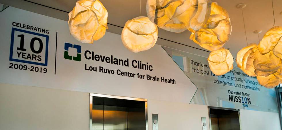 Signage above the lobby entrance at the Cleveland Clinic Lou Ruvo Center for Brain Health in La ...