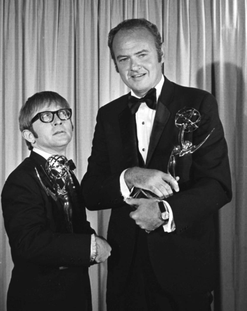 FILE - In this June 8, 1969 file photo, Harvey Korman, right, of "The Carol Burnett Show,& ...