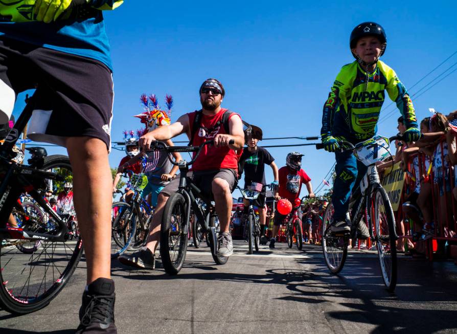 Parade participants with Boulder MX ride along the parade route during the annual Damboree Cele ...