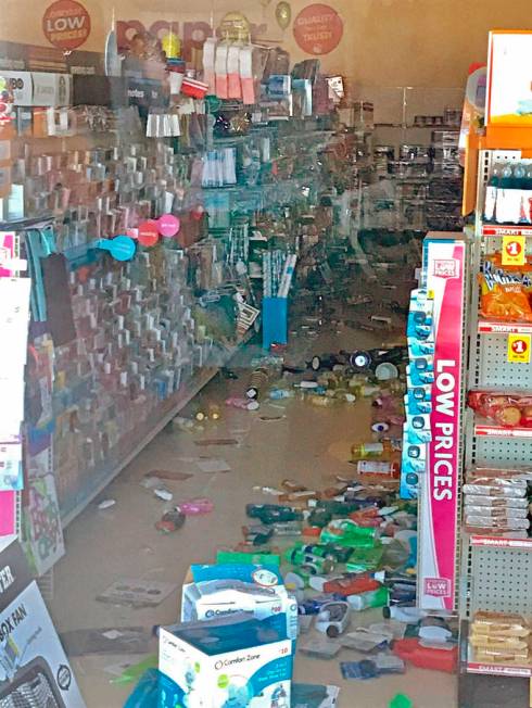 Merchandise lies on the floor at a Family Dollar store after an earthquake Thursday, July 4, 20 ...