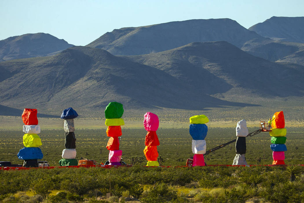 The Seven Magic Mountains art installation outside Las Vegas (L.E. Baskow/Las Vegas Review-Journal)