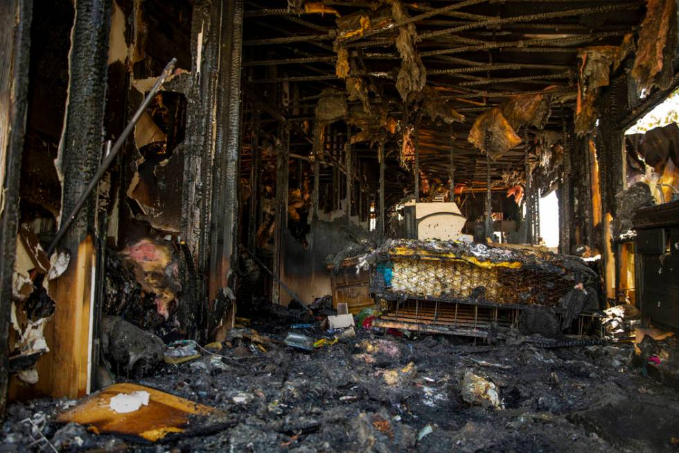 Nothing remains in the home of Claudia Arevala after a fire there at the Town and Country Mobil ...