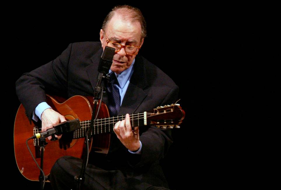 FILE - In this June 18, 2004 file photo, Brazilian composer Joao Gilberto performs at Carnegie ...