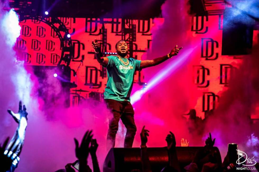 Meek Mill Big Sean performs at Drai's Las Vegas on Saturday July 6, 2019. (Cara Hutchison/Lede ...