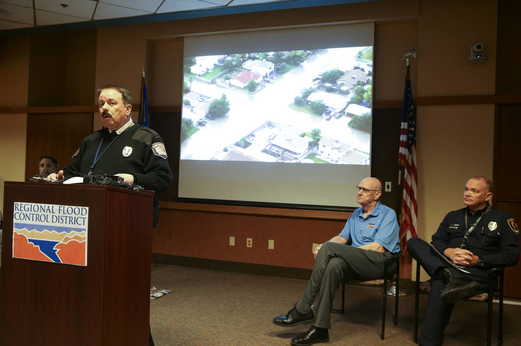 Las Vegas Fire and Rescue Public Education and Information Officer Tim Szymanski during a news ...