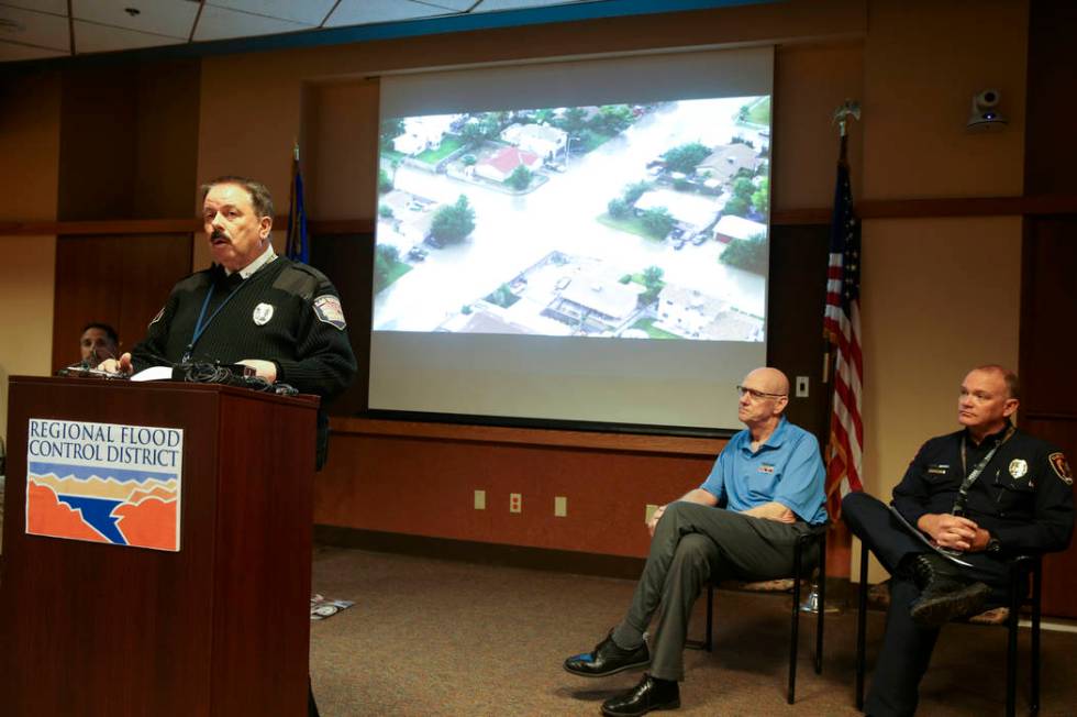 Las Vegas Fire and Rescue Public Education and Information Officer Tim Szymanski during a news ...