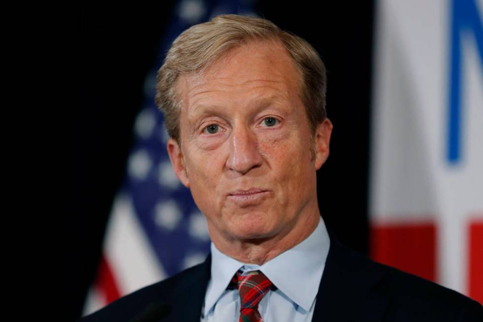 In a Jan. 9, 2019, file photo, billionaire investor and Democratic activist Tom Steyer speaks d ...