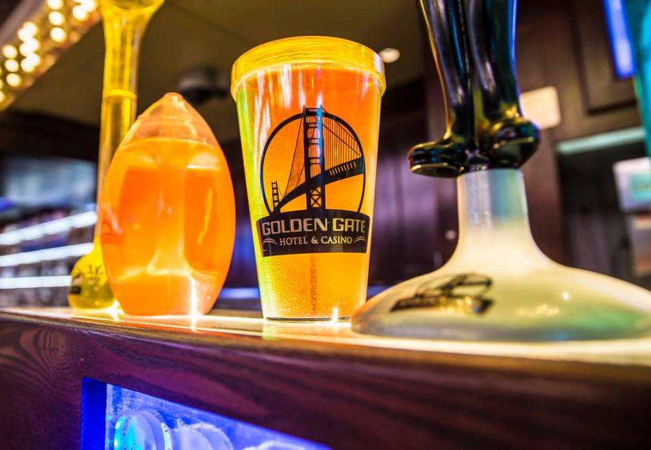 Novelty drinks at OneBar on Friday, July 5, 2019, at the Fremont Street Experience, in Las Vega ...