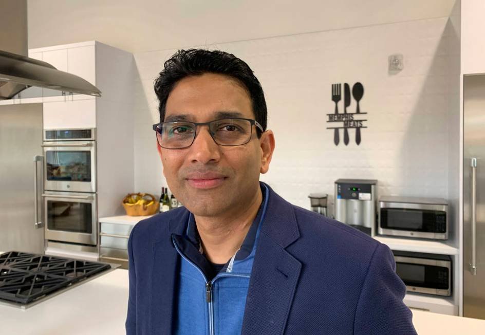 In this photo taken April 11, 2019, is Memphis Meats CEO Uma Valeti poses for a photo at his co ...