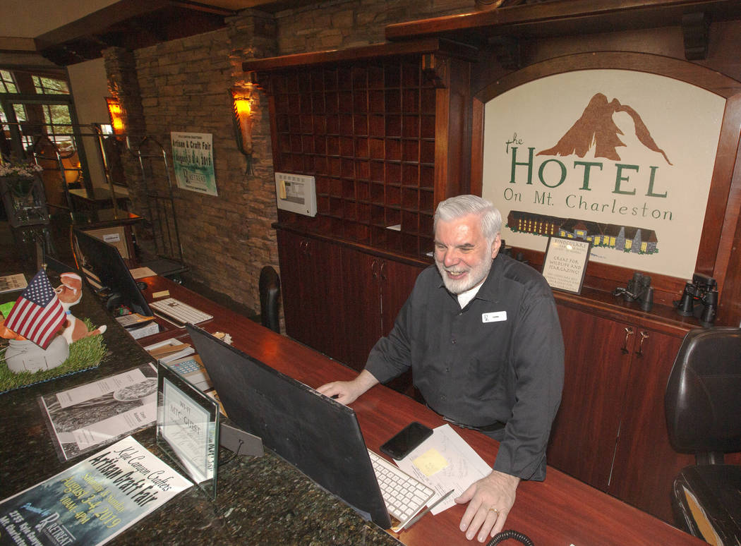 Loren Felabom makes reservations at The Resort on Mount Charleston on Wednesday, July 10, 2019 ...