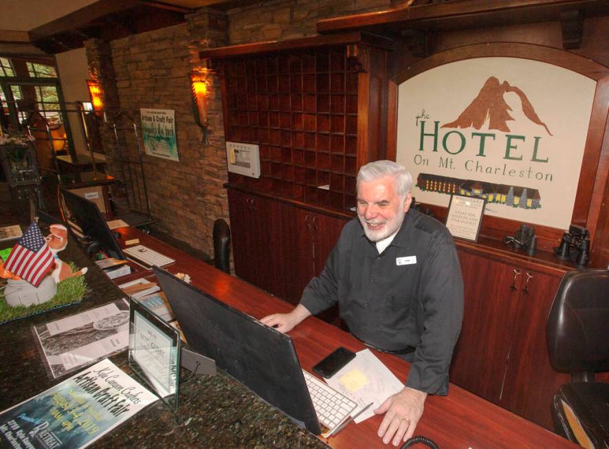 Loren Felabom makes reservations at The Resort on Mount Charleston on Wednesday, July 10, 2019 ...