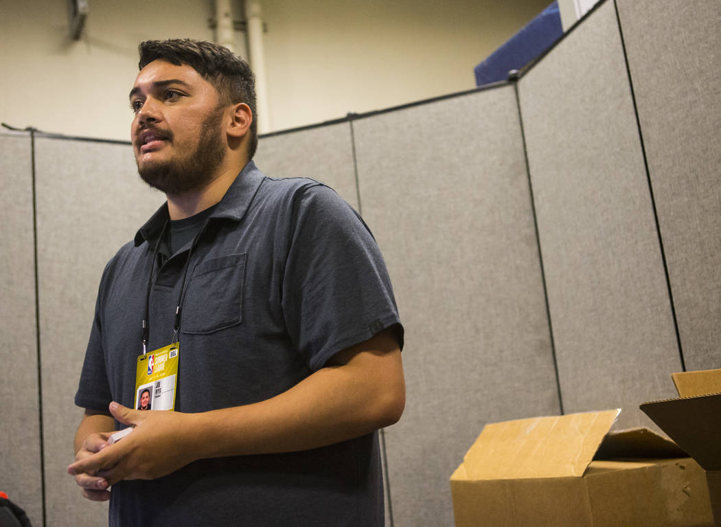 Panini employee Joe Reyes talks about the companies operations at the Vegas Summer League in th ...