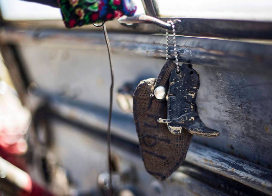 Keychains inside the Jeep where Troy Ray died as a result of the July 4 earthquake as he was be ...