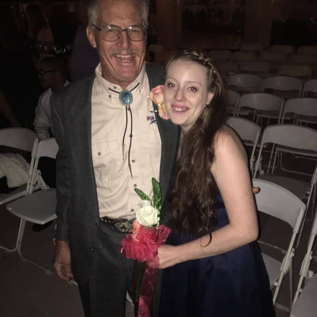 Troy Ray with his youngest daughter Hope Ray. Troy Ray died while working on his Jeep in Pahrum ...